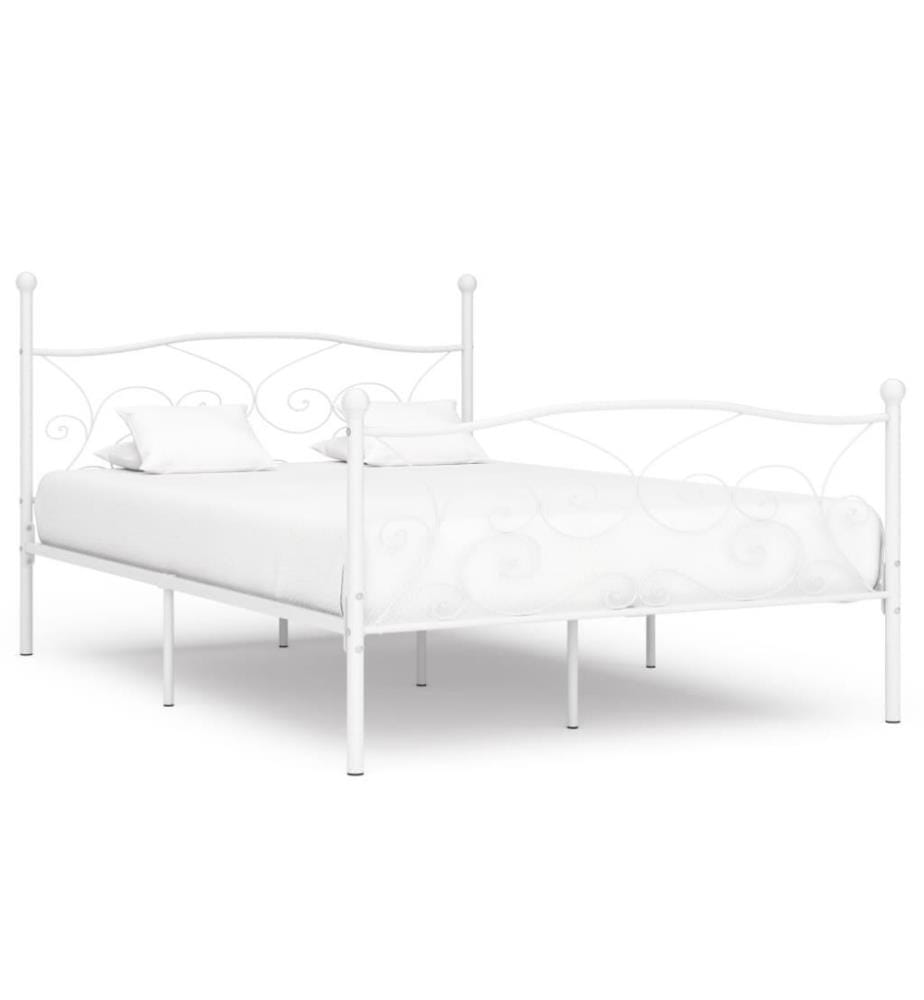 Bettgestell mit Lattenrost Weiss Metall 140 × 200 cm
