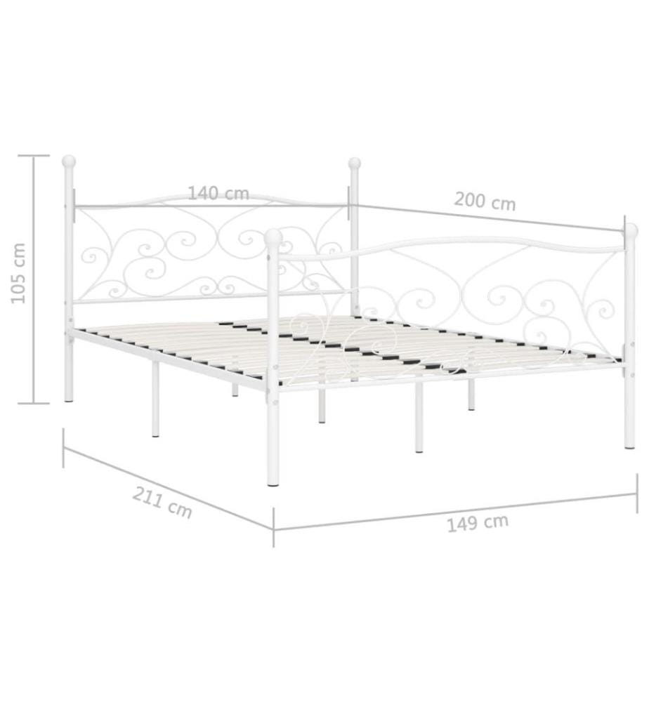 Bettgestell mit Lattenrost Weiss Metall 140 × 200 cm