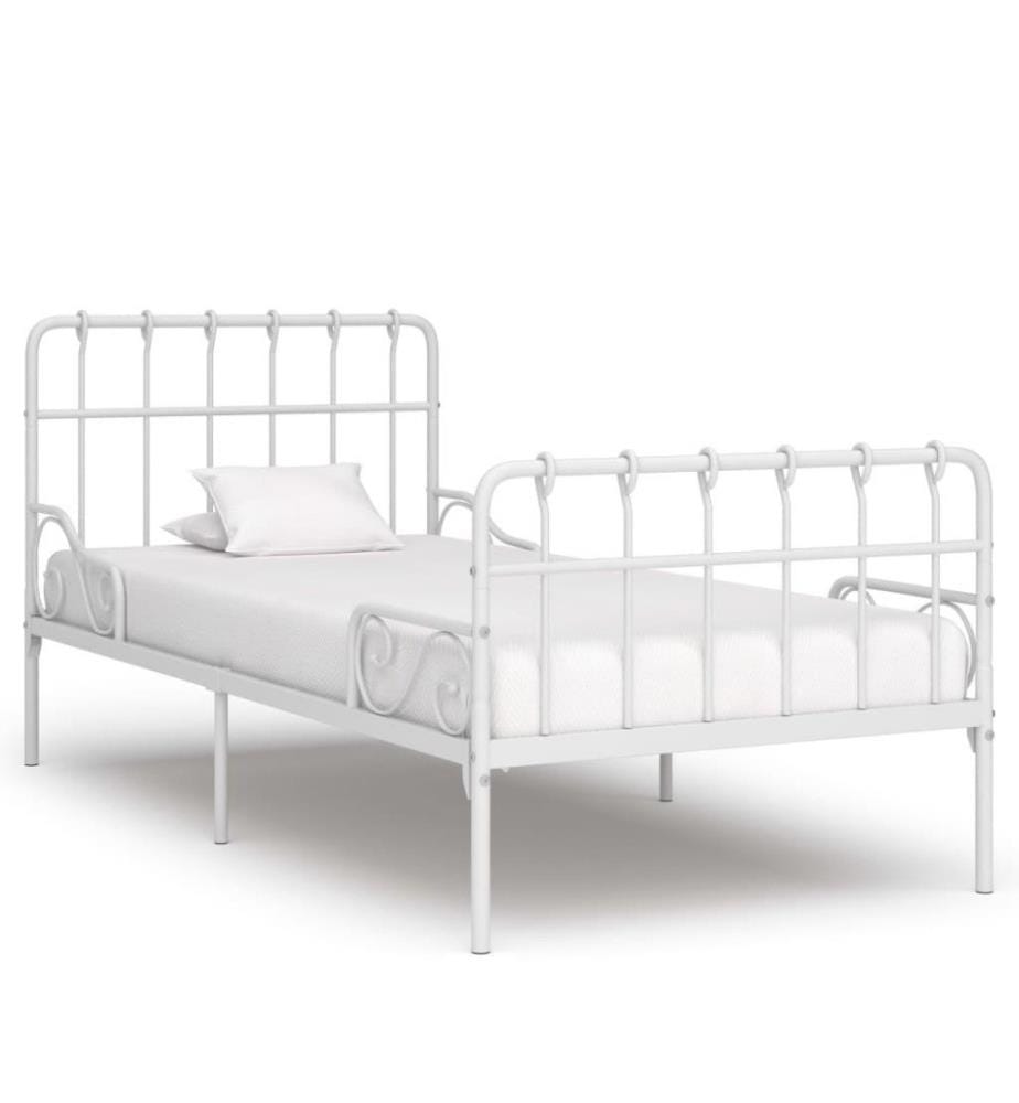 Bettgestell mit Lattenrost Weiss Metall 90×200 cm