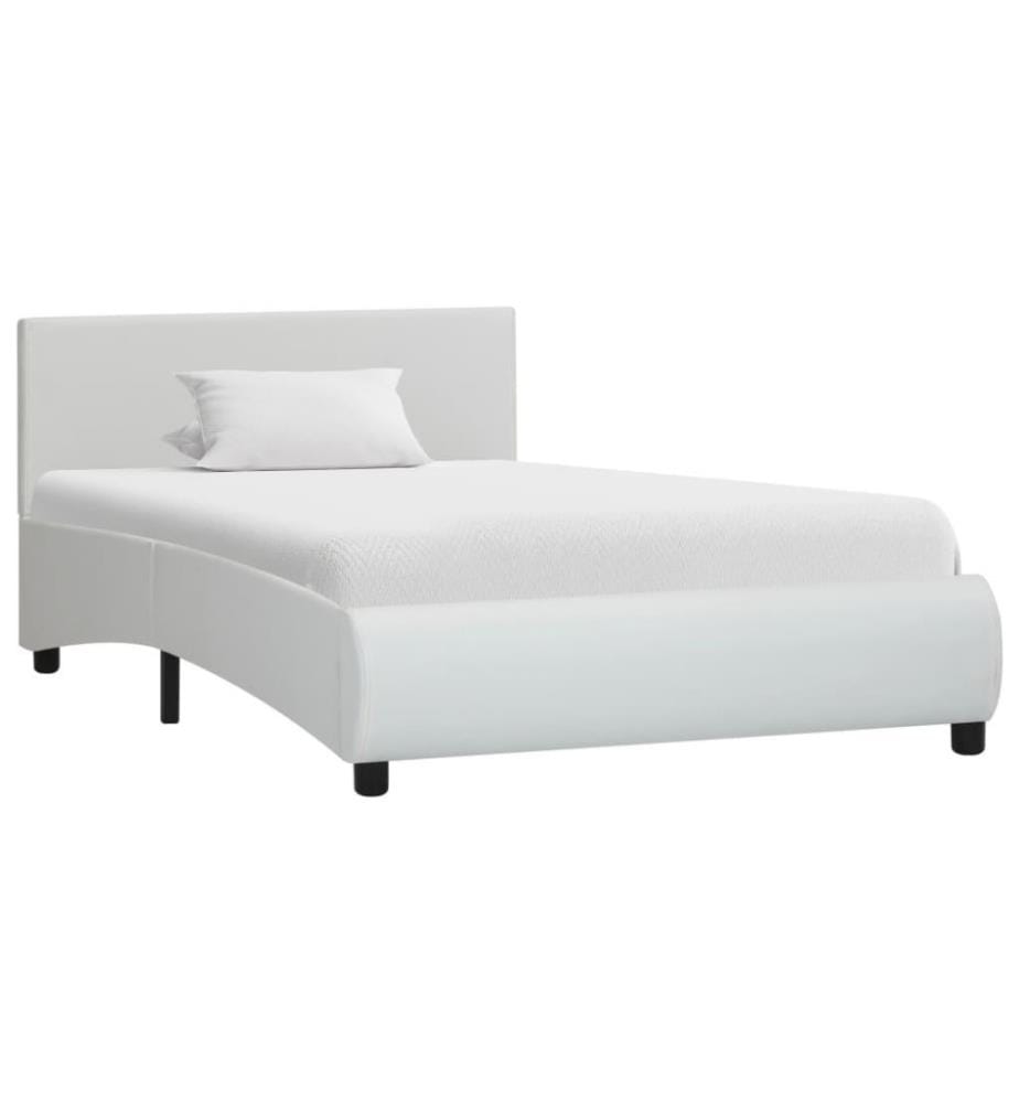 Cadre de lit avec LED Blanc Similicuir 90 x 200 cm