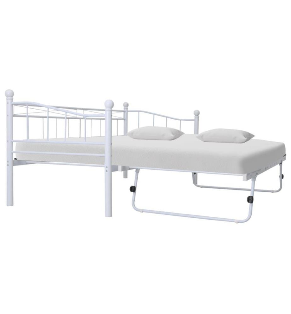 Bettgestell Weiss Stahl 180×200/90×200 cm