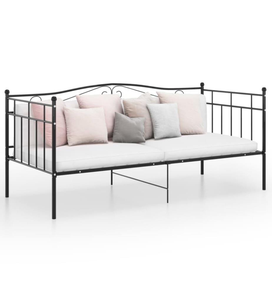 Schlafsofa Bettgestell Schwarz Metall 90x200 cm