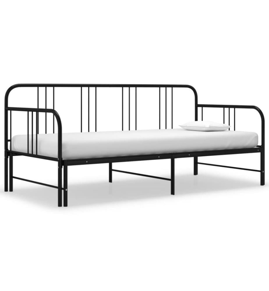 Ausziehsofa Bettgestell Schwarz Metall 90x200 cm
