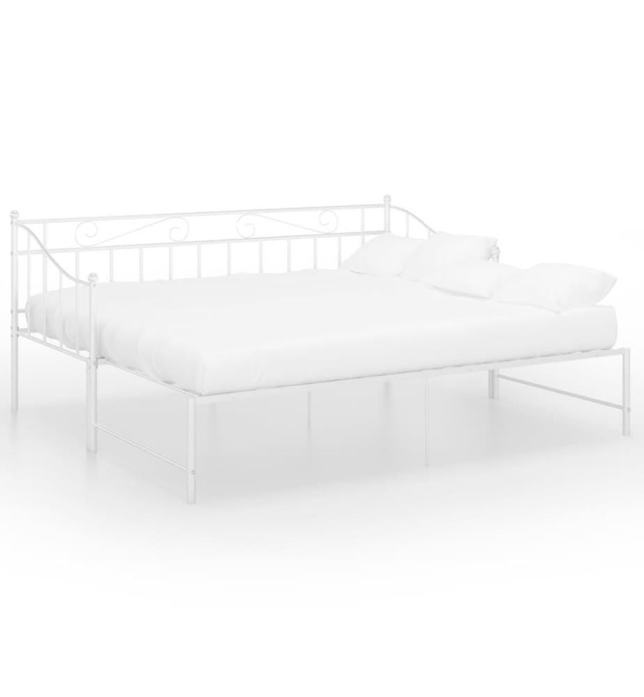 Cadre de canapé-lit extensible Blanc Métal 90x200 cm