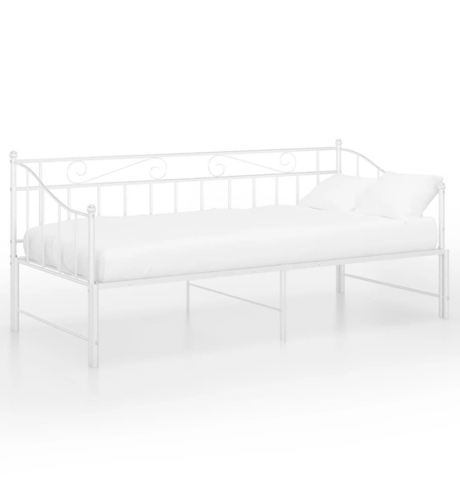 Cadre de canapé-lit extensible Blanc Métal 90x200 cm