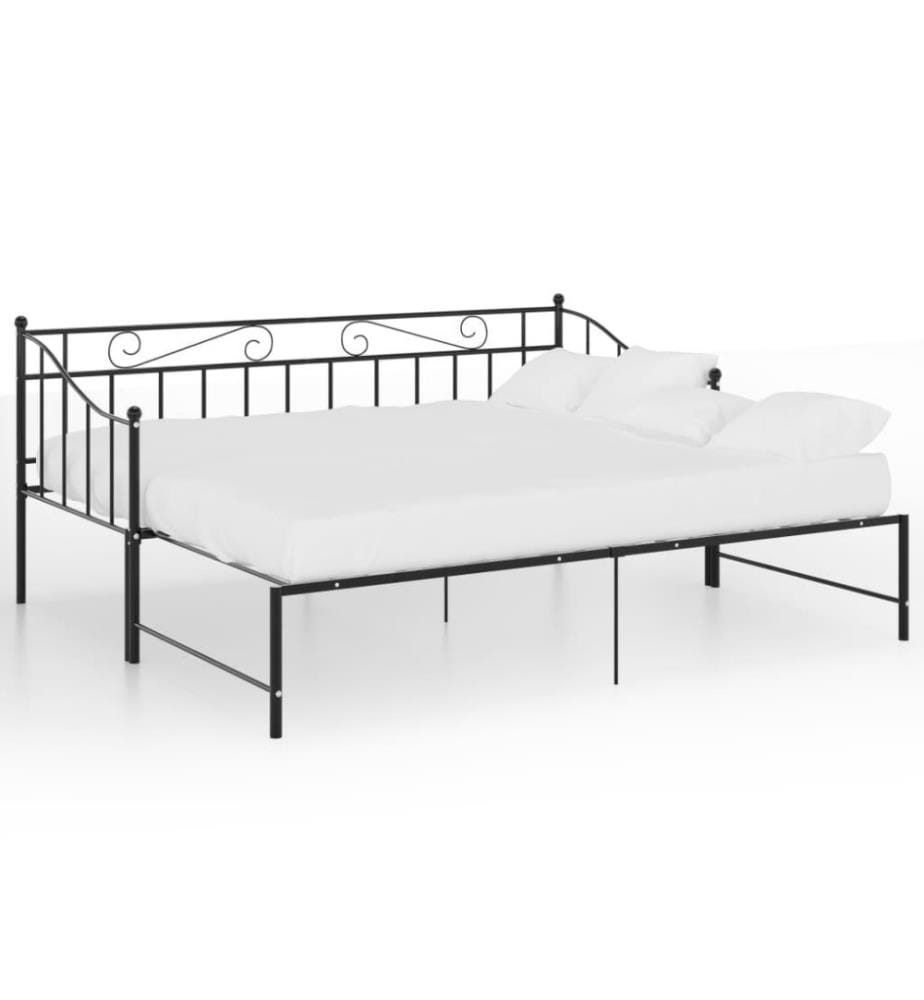 Cadre de canapé-lit extensible Noir Métal 90x200 cm