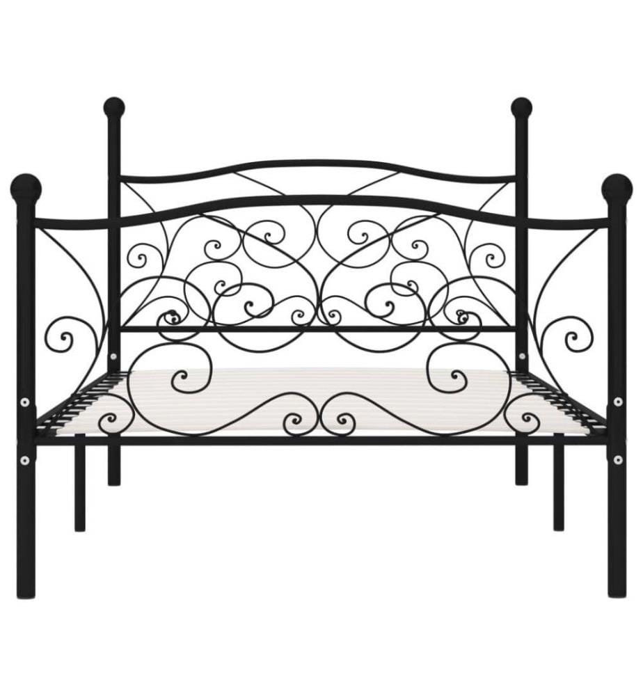Bettgestell mit Lattenrost Schwarz Metall 90×200 cm