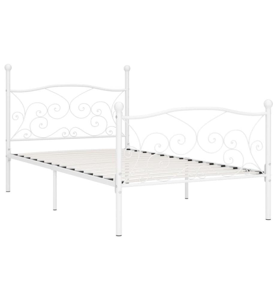 Bettgestell mit Lattenrost Weiss Metall 100 × 200 cm