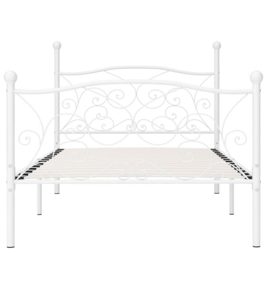 Bettgestell mit Lattenrost Weiss Metall 100 × 200 cm