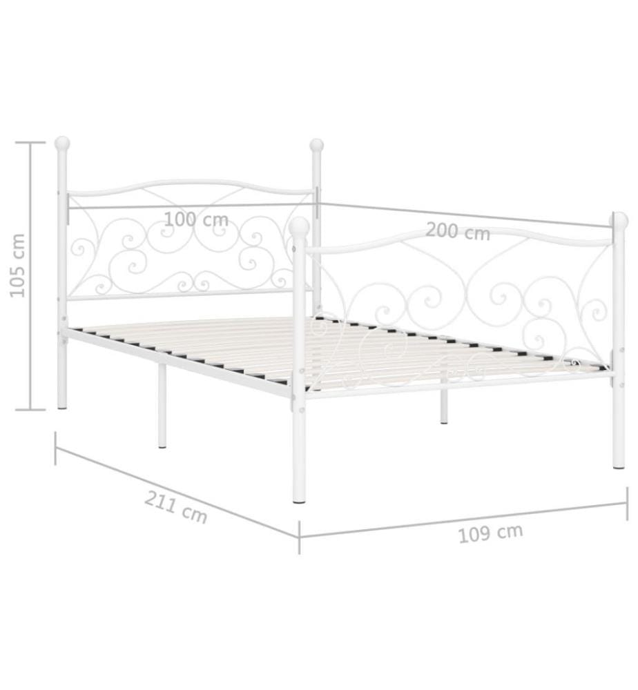 Bettgestell mit Lattenrost Weiss Metall 100 × 200 cm