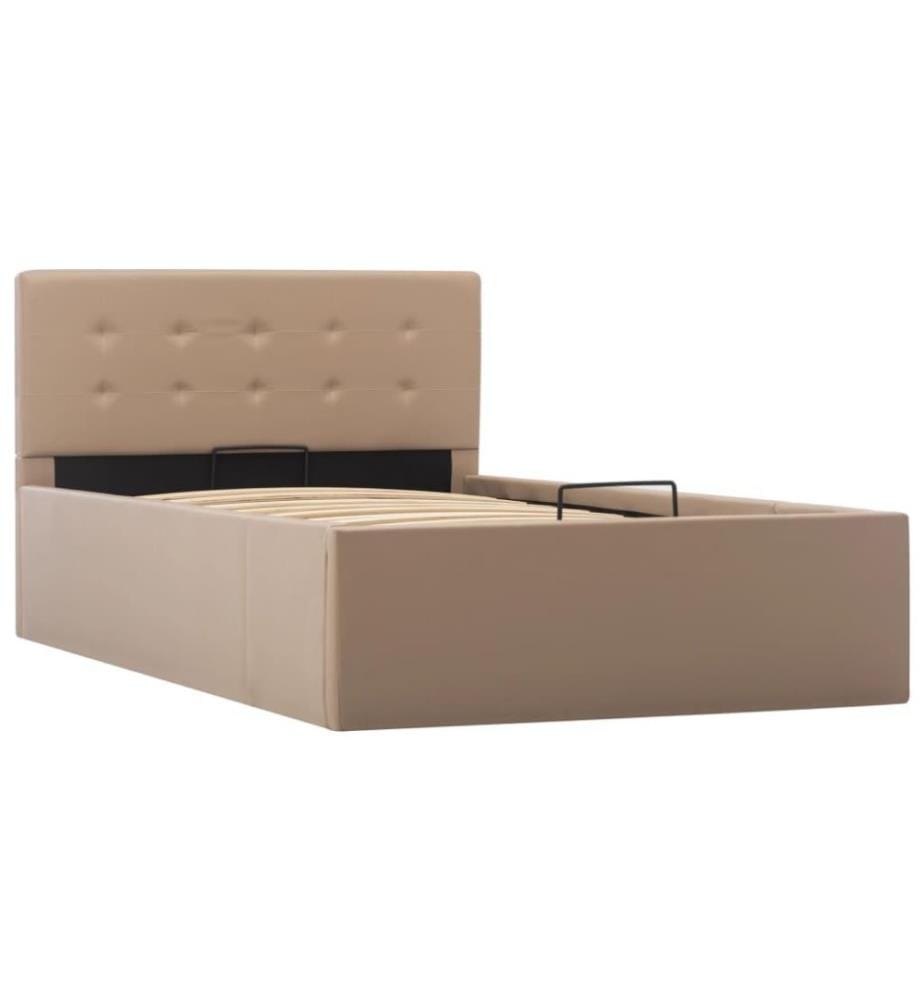 Cadre de lit à stockage Cappuccino Similicuir 100x200cm