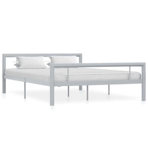 Bettgestell Grau und Weiss Metall 160 × 200 cm