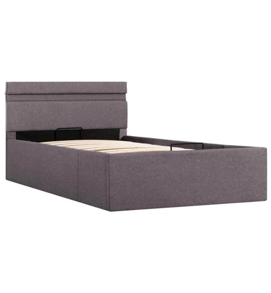 Stauraumbett Hydraulisch mit LED Taupe Stoff 100×200 cm