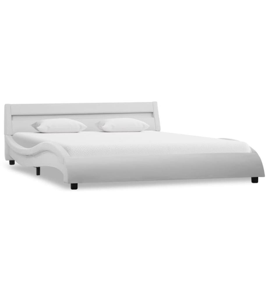 Cadre de lit avec LED Blanc Similicuir 140 x 200 cm