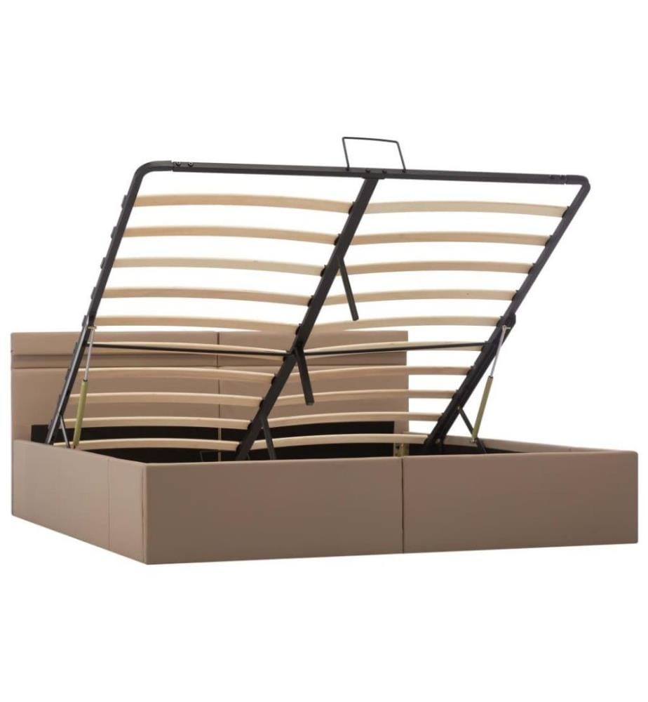 Cadre de lit à rangement et LED Cappuccino Similicuir 180x200cm