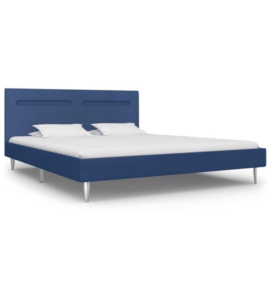 Bettgestell mit LED Blau Stoff 160 x 200 cm