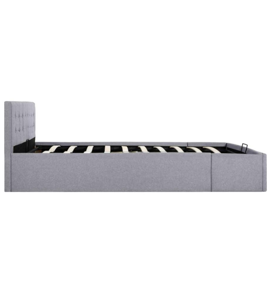 Stauraumbett Hydraulisch Hellgrau Stoff 160×200 cm