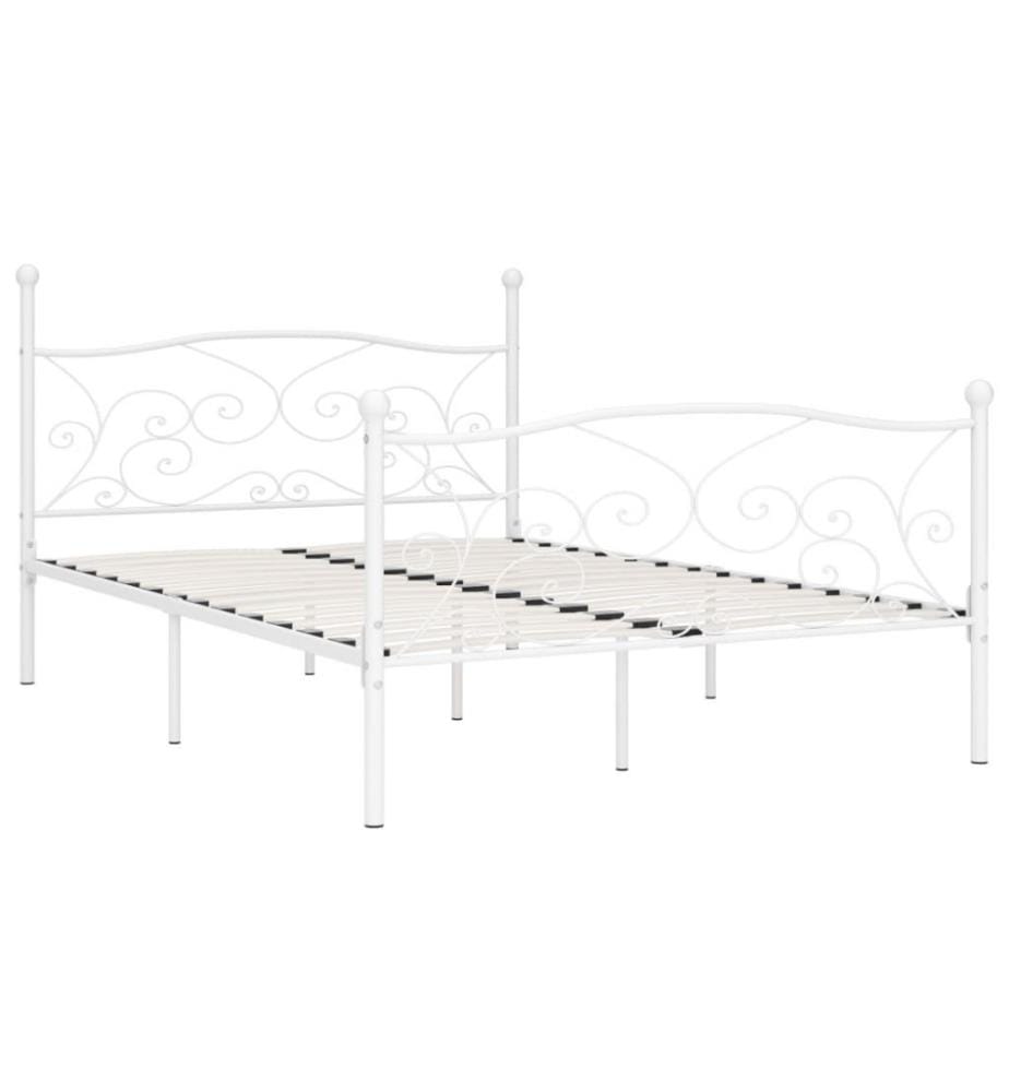 Bettgestell mit Lattenrost Weiss Metall 160 × 200 cm