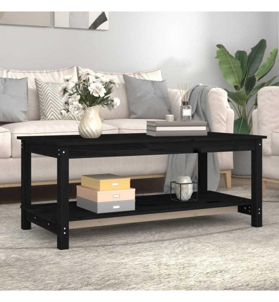 Couchtisch Schwarz 110x55x45 cm Massivholz Kiefer
