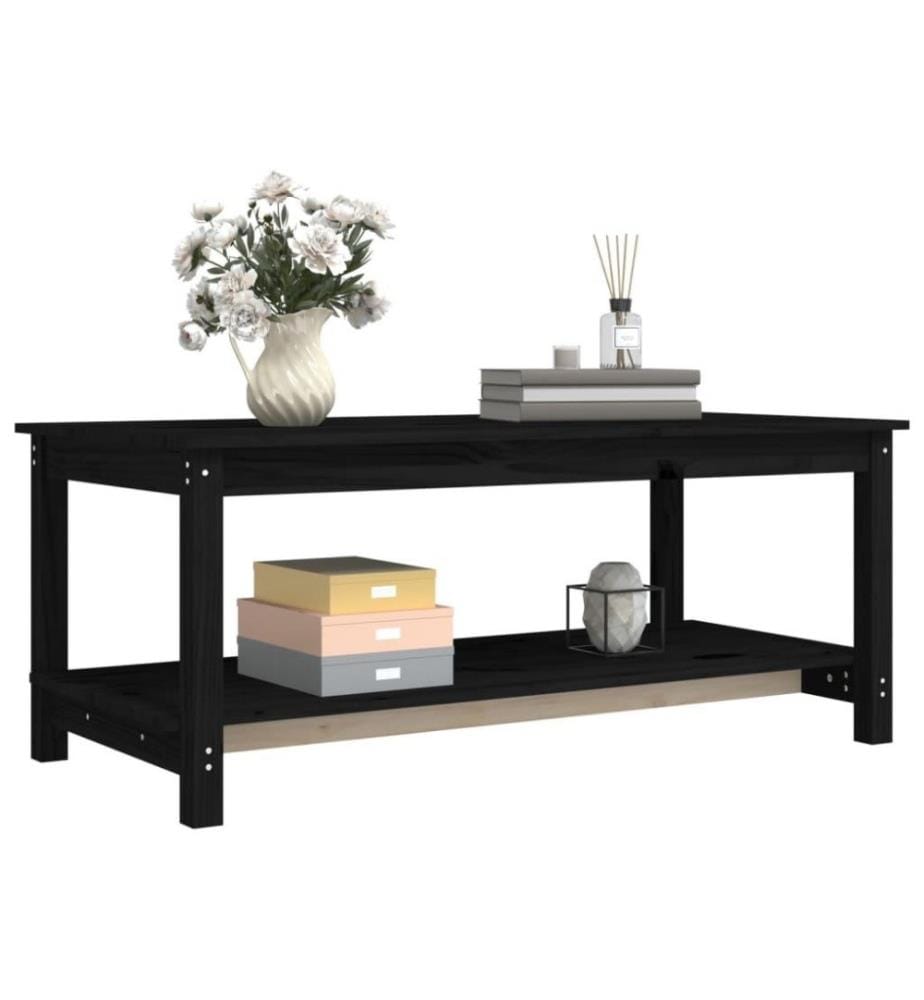 Couchtisch Schwarz 110x55x45 cm Massivholz Kiefer