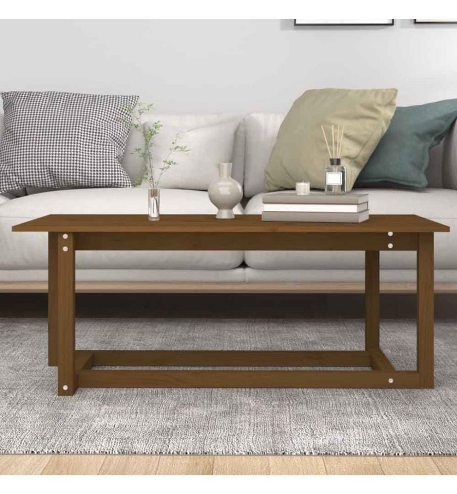 Table basse Marron miel 110x55x45 cm Bois massif de pin