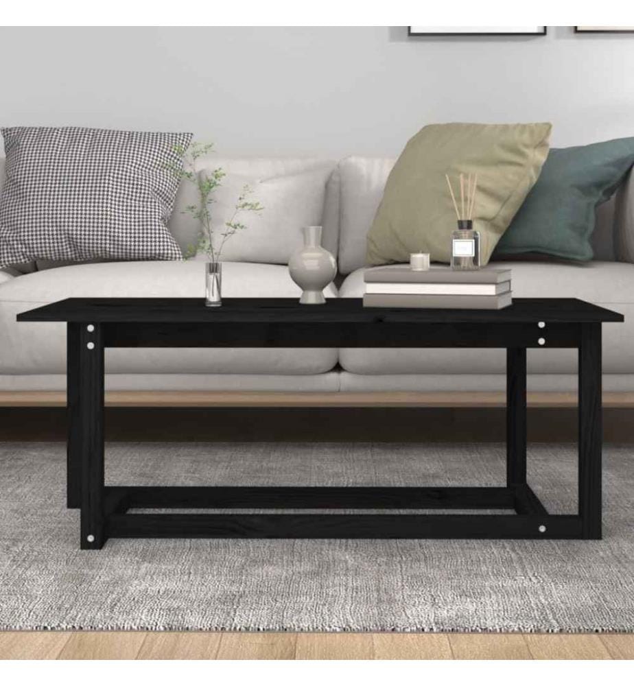 Couchtisch Schwarz 110x55x45 cm Massivholz Kiefer