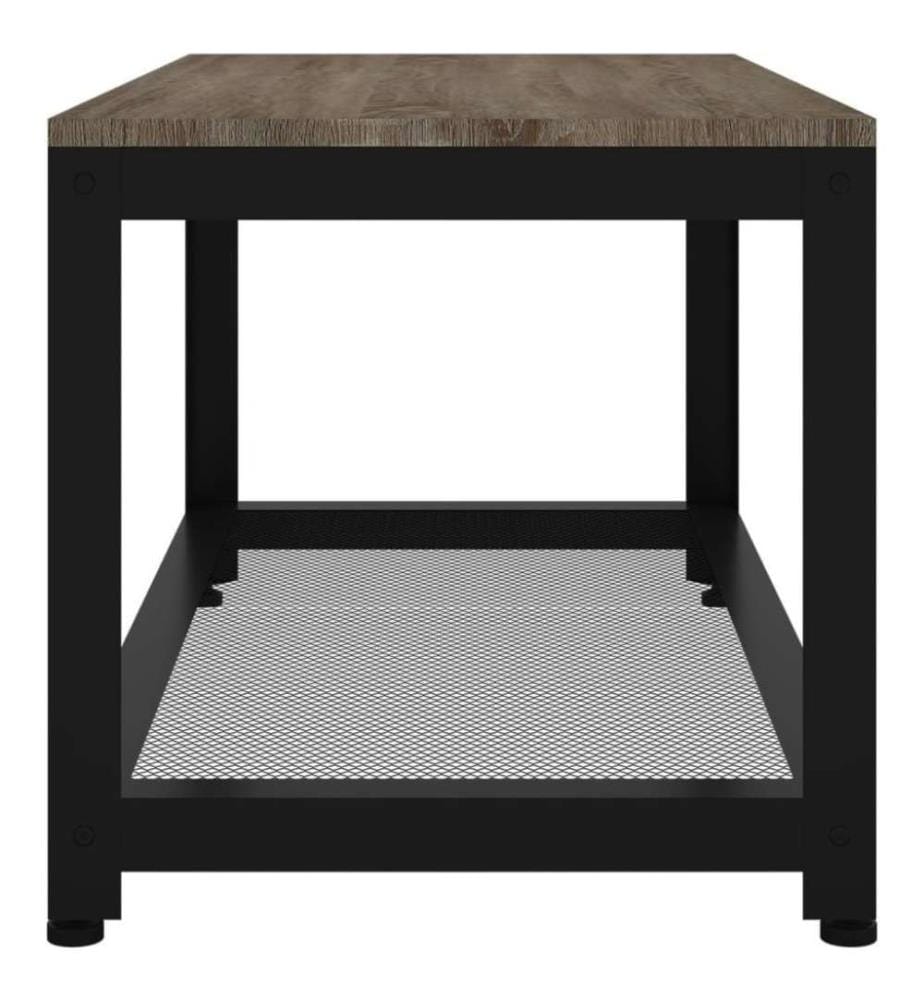 Table basse Gris et noir 90x45x45 cm MDF et fer