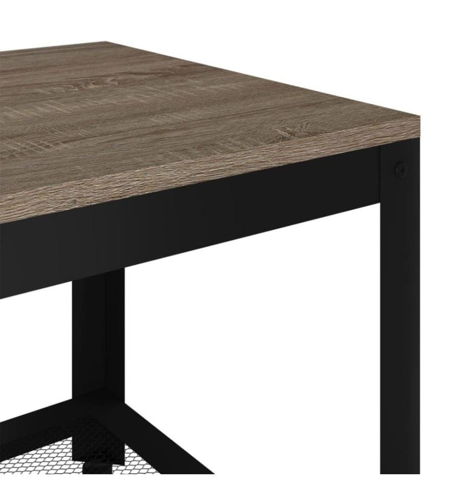 Table basse Gris et noir 90x45x45 cm MDF et fer