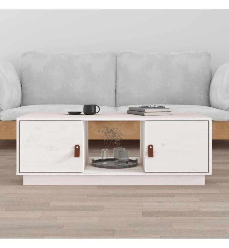 Couchtisch Weiss 100x50x35 cm Massivholz Kiefer