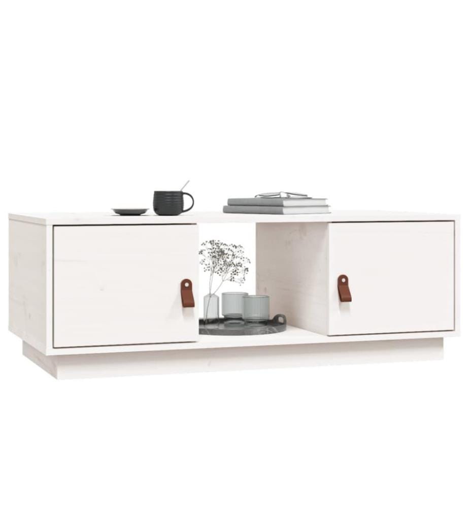 Couchtisch Weiss 100x50x35 cm Massivholz Kiefer