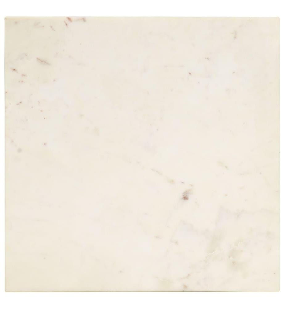Table basse Blanc 40x40x35 cm Pierre véritable texture marbre