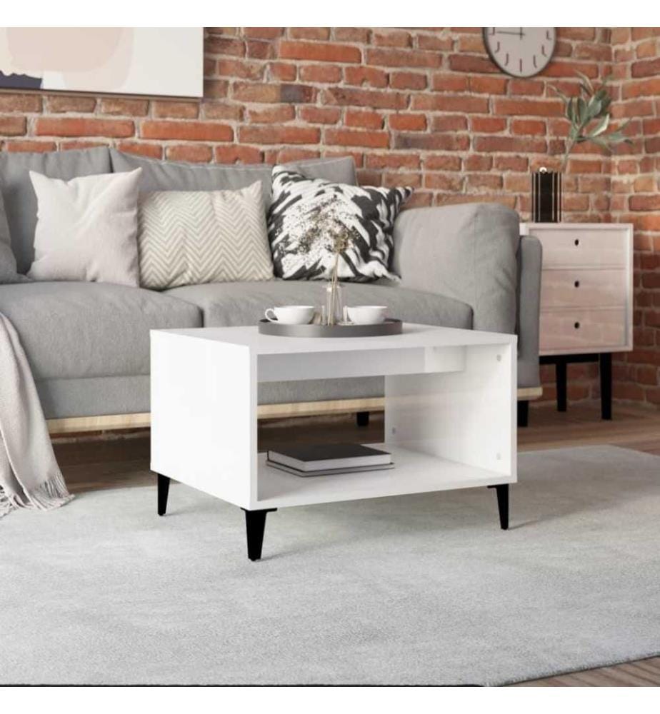 Couchtisch Hochglanz-Weiss 60x50x40 cm Holzwerkstoff