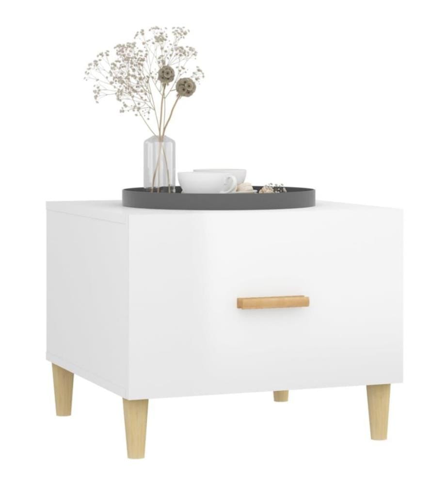 Couchtisch Hochglanz-Weiss 50x50x40 cm Holzwerkstoff