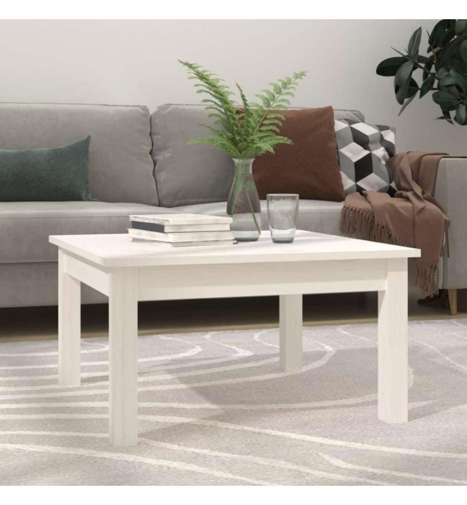 Table basse Blanc 55x55x30 cm Bois massif de pin
