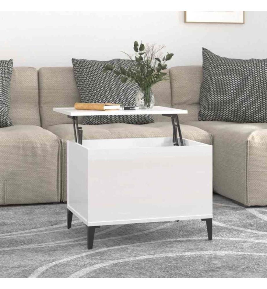 Couchtisch Hochglanz-Weiss 60x44,5x45 cm Holzwerkstoff