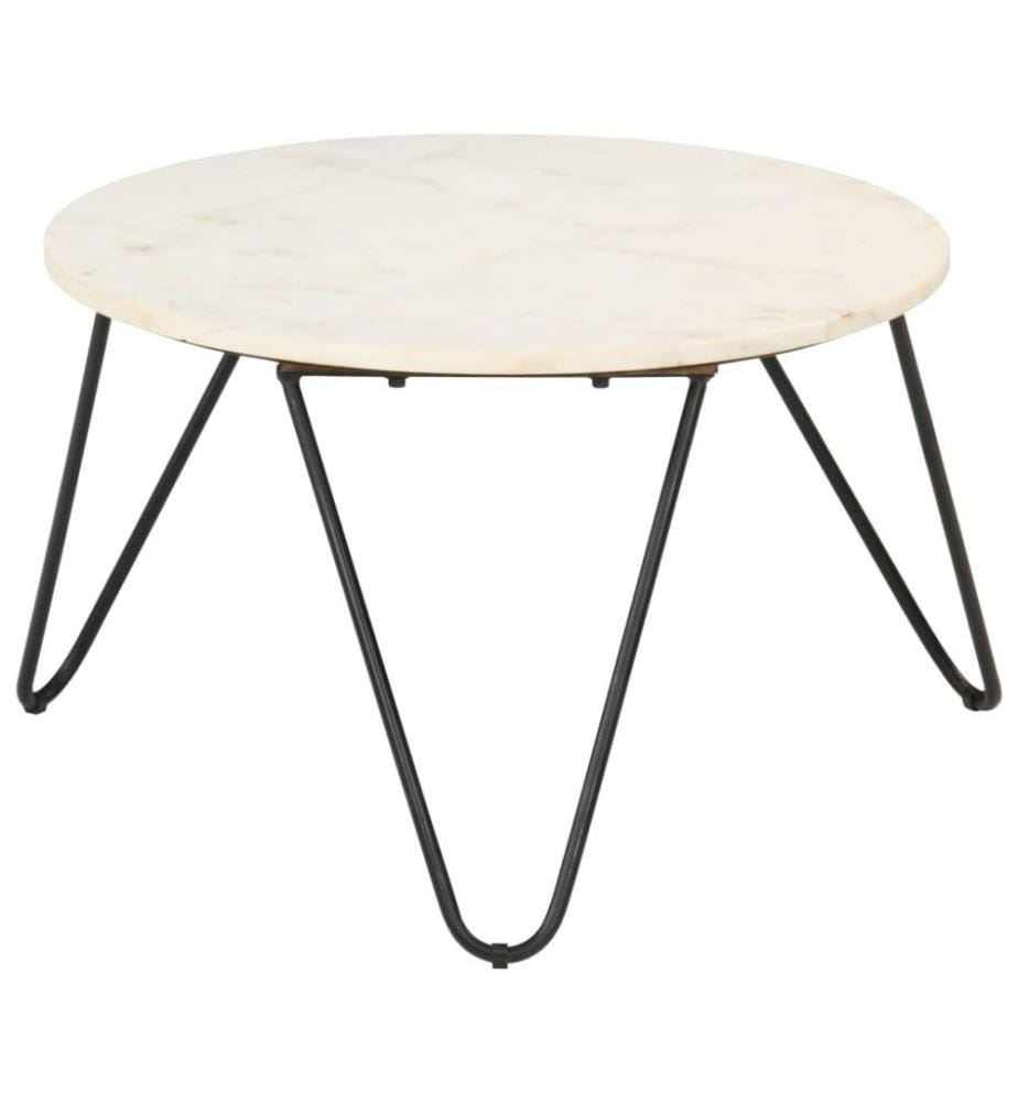 Table basse Blanc 65x65x42 cm Pierre véritable texture marbre