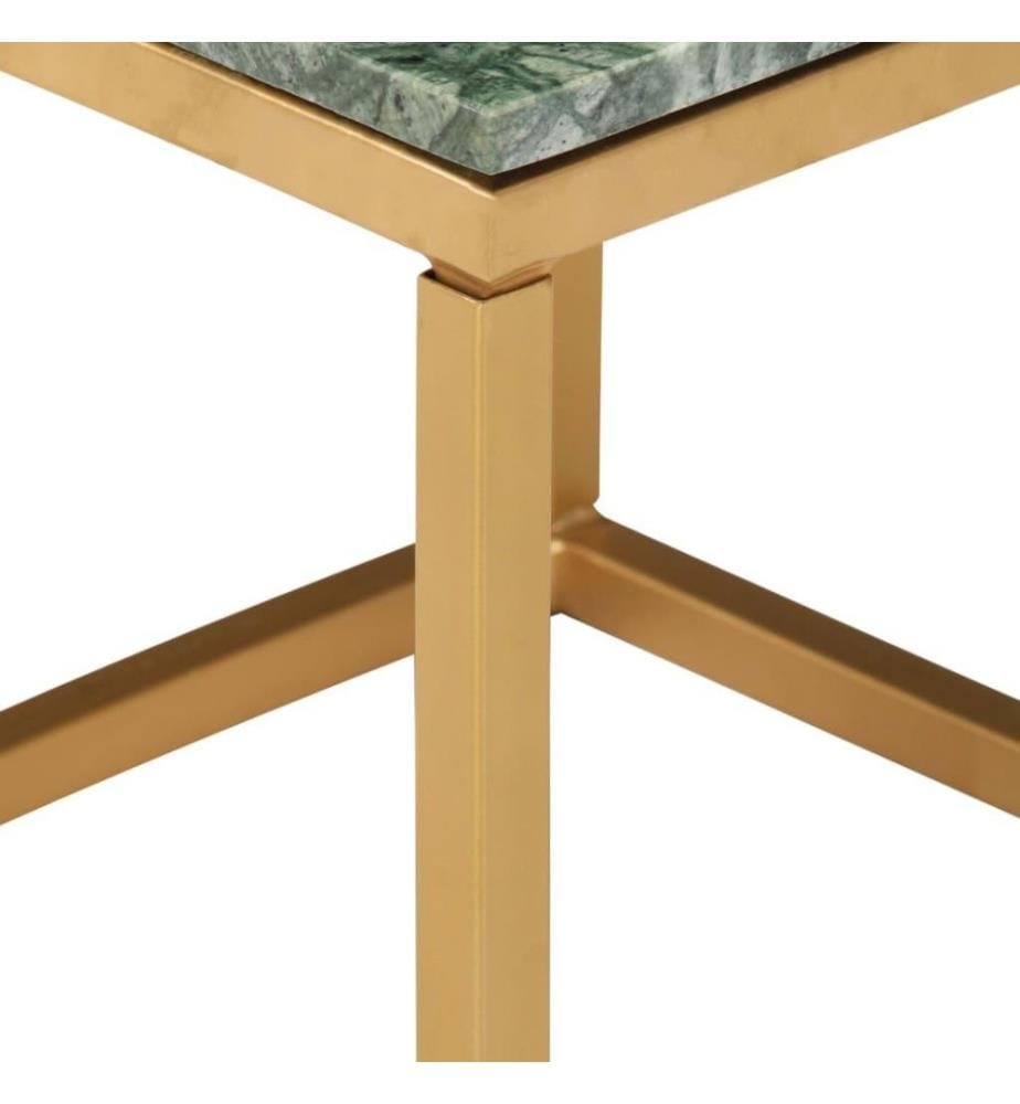 Table basse Vert 40x40x35 cm Pierre véritable et texture marbre
