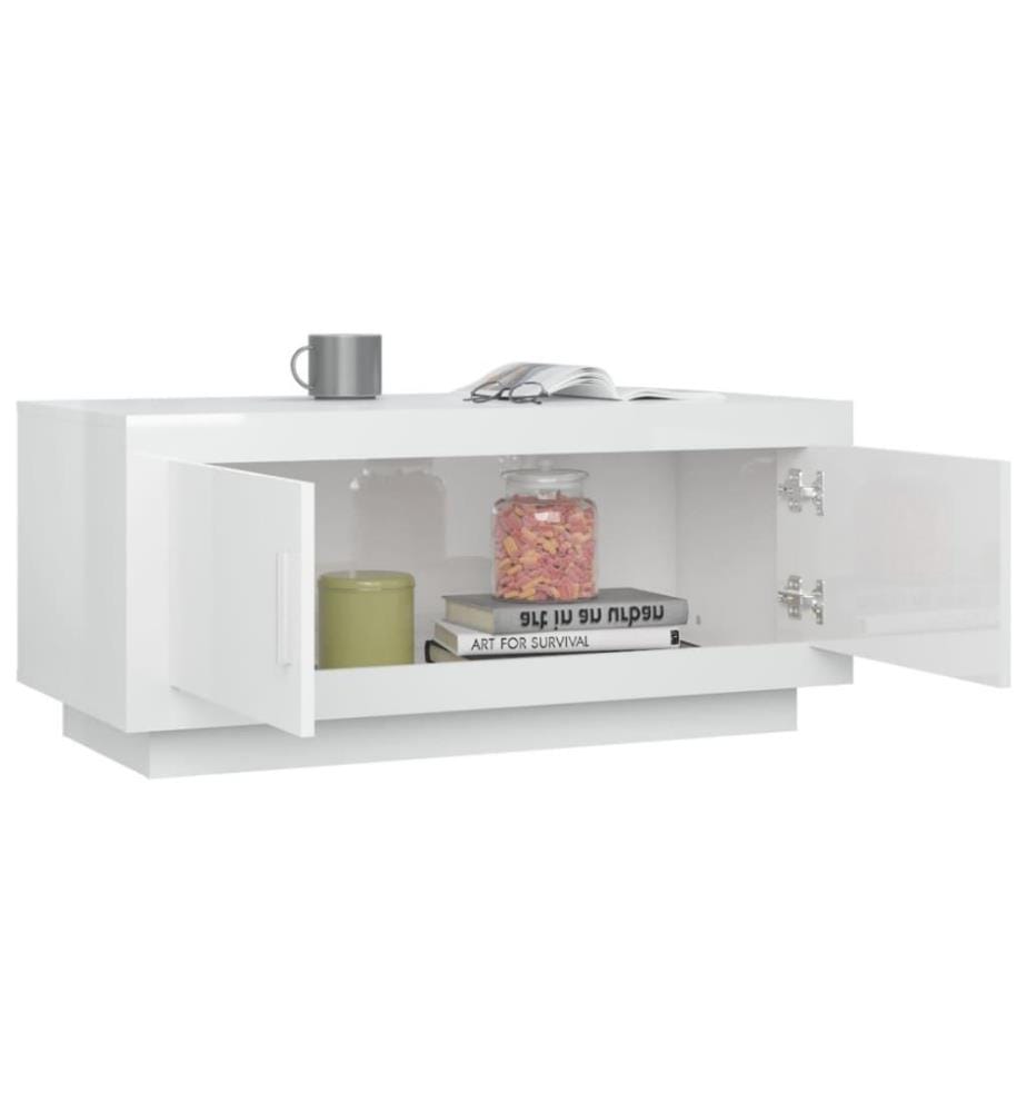 Couchtisch Hochglanz-Weiss 102x50x45 cm Holzwerkstoff