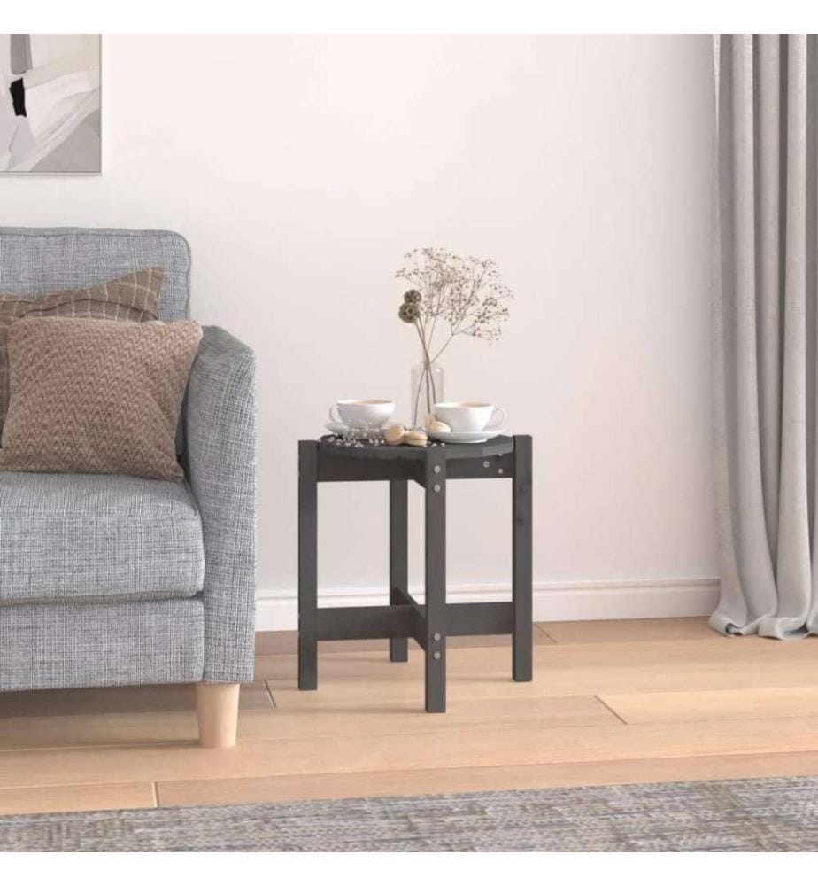 Couchtisch Grau Ø 42,5x45 cm Massivholz Kiefer