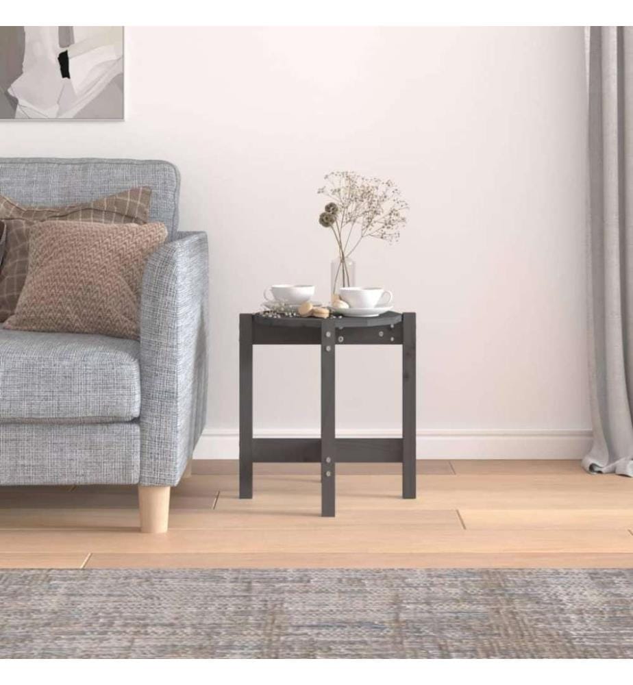 Couchtisch Grau Ø 42,5x45 cm Massivholz Kiefer