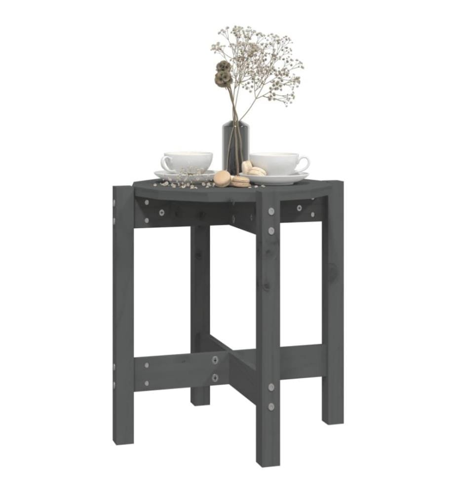 Couchtisch Grau Ø 42,5x45 cm Massivholz Kiefer