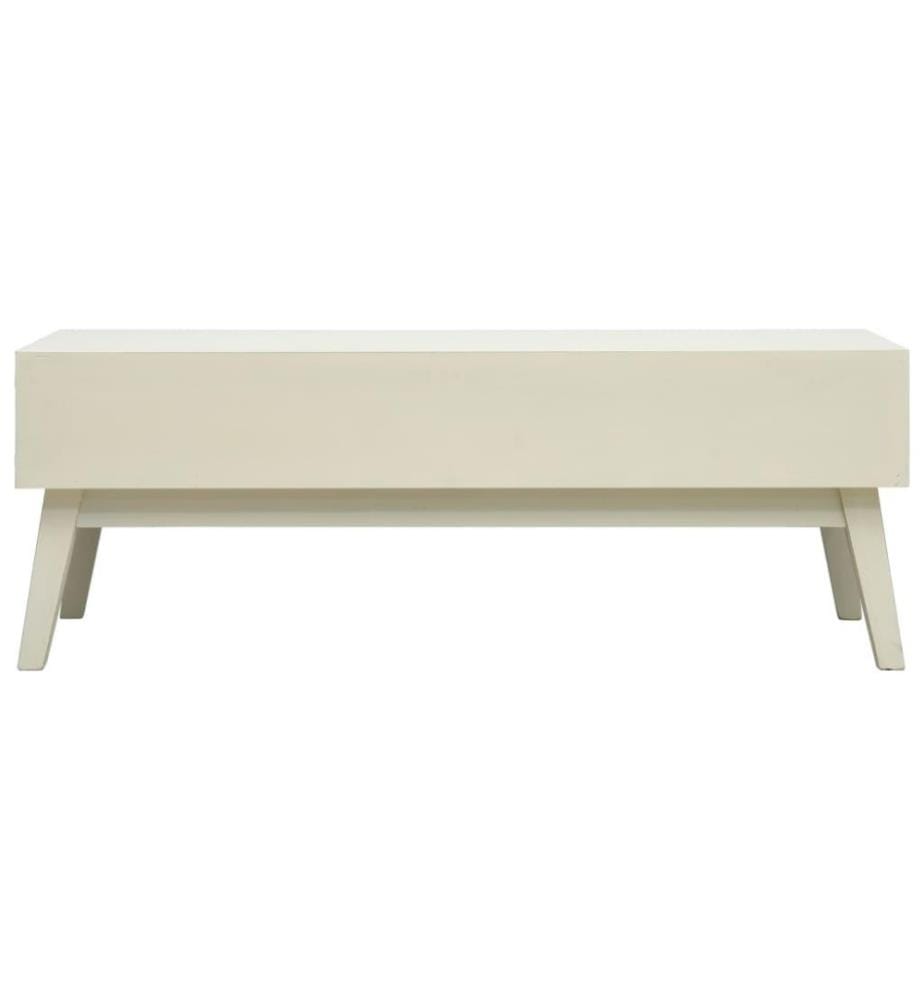 Table basse avec 2 tiroirs Gris sculpté 110x50x40 cm Bois