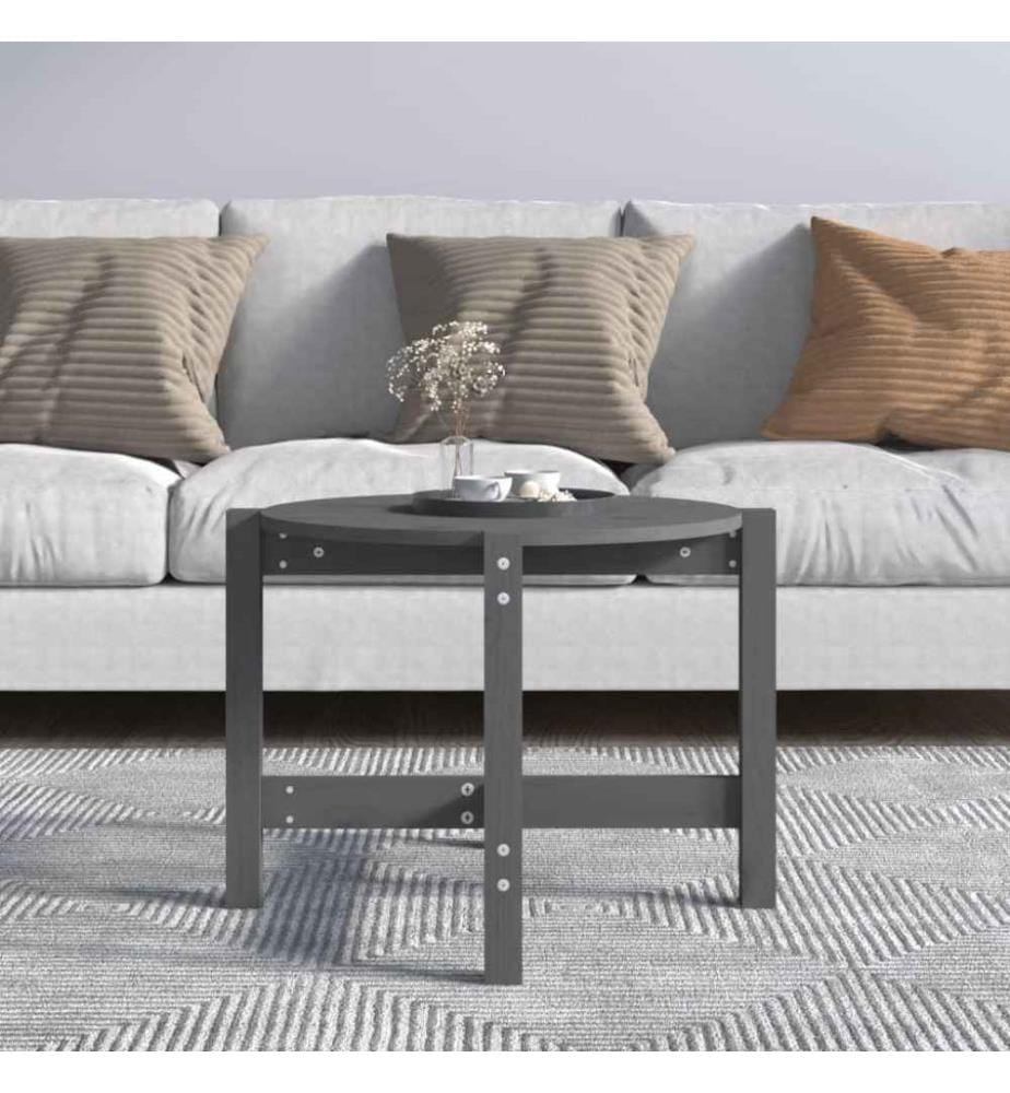 Couchtisch Grau Ø 62,5x45 cm Massivholz Kiefer