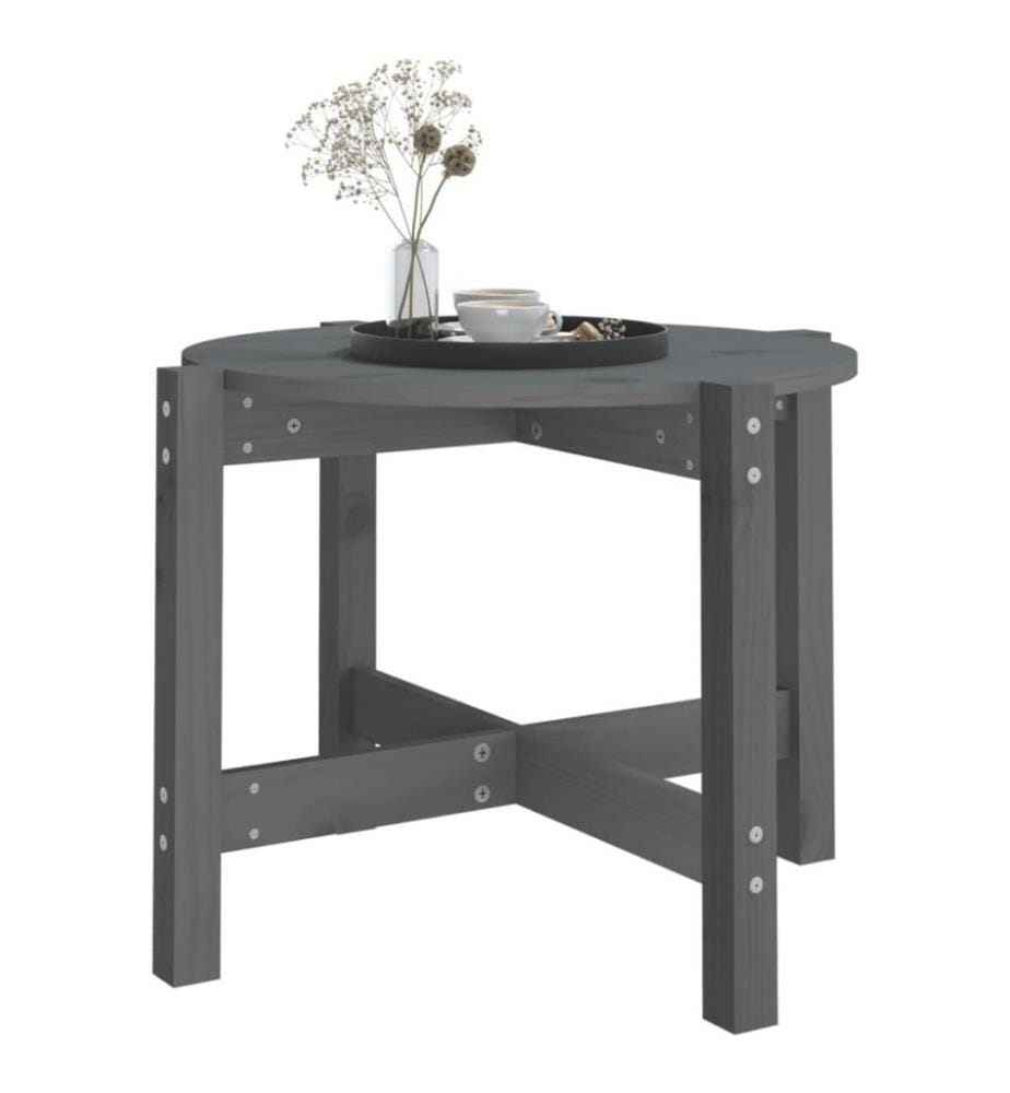 Couchtisch Grau Ø 62,5x45 cm Massivholz Kiefer