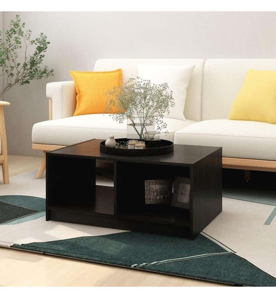 Couchtisch Schwarz 75x50x33,5 cm Massivholz Kiefer