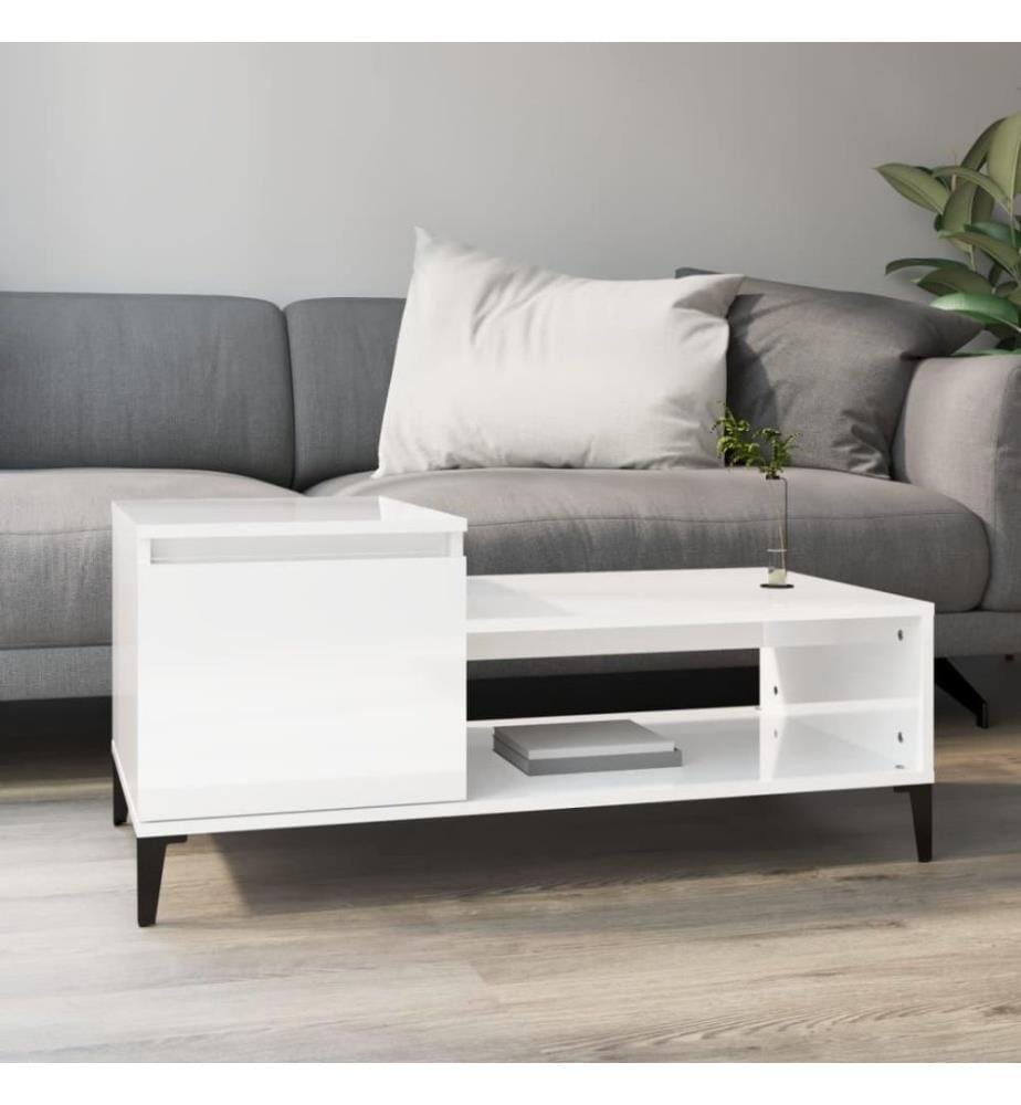 Couchtisch Hochglanz-Weiss 100x50x45 cm Holzwerkstoff