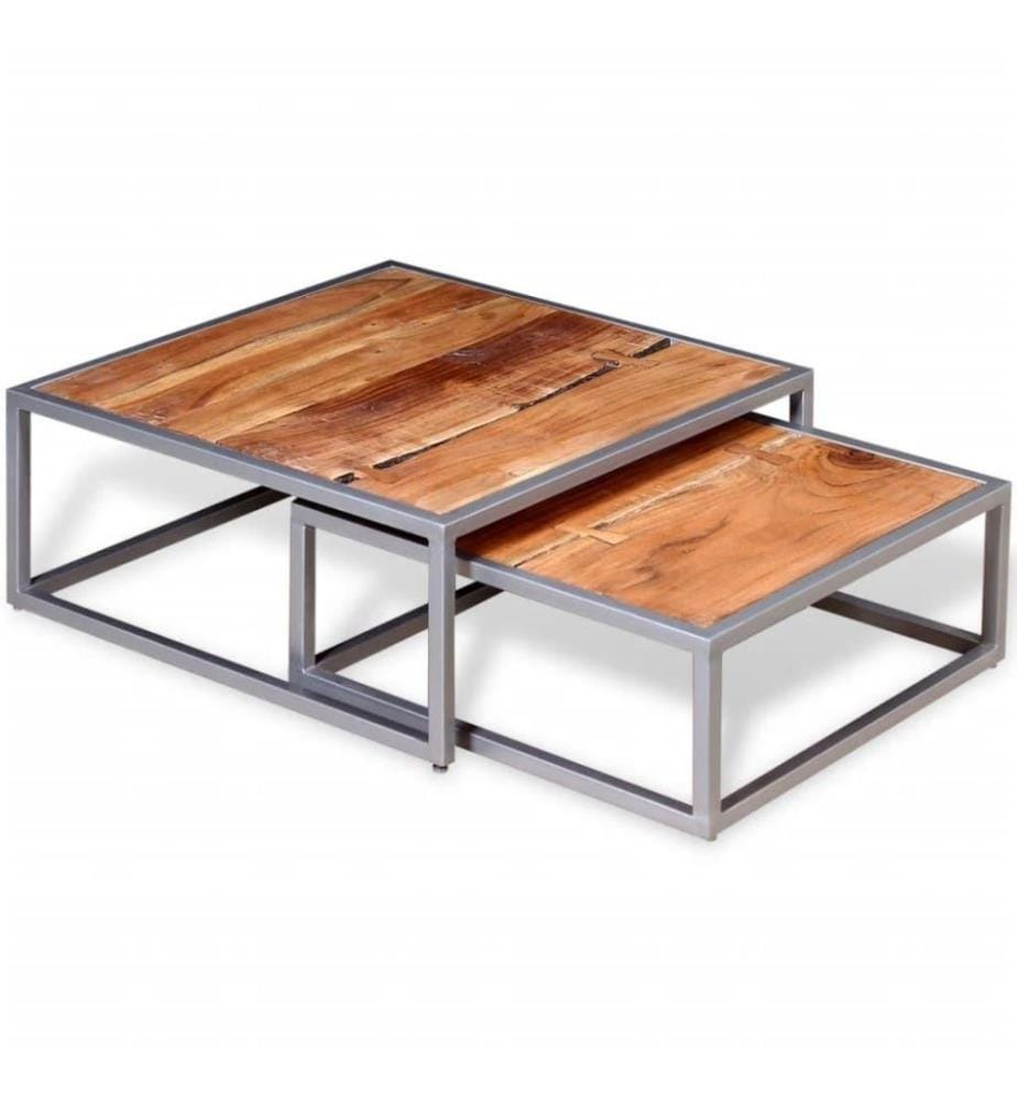 Zweiteiliges Couchtisch-Set Akazienholz Massiv