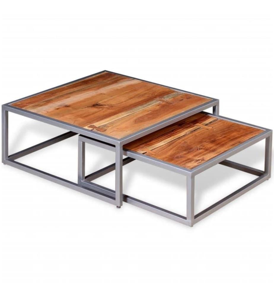 Zweiteiliges Couchtisch-Set Akazienholz Massiv