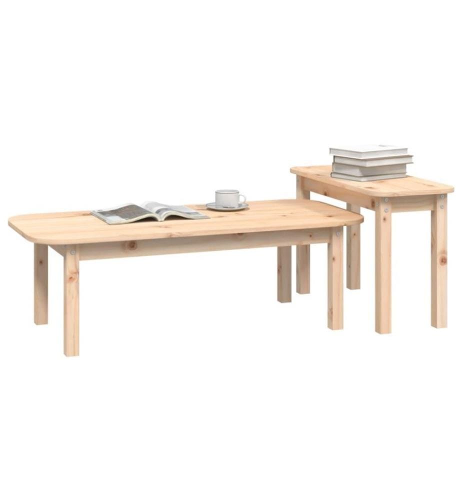 2-tlg. Couchtisch-Set Massivholz Kiefer