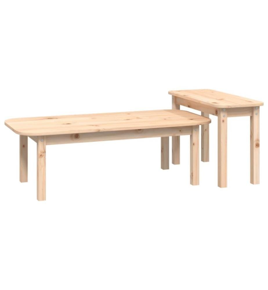2-tlg. Couchtisch-Set Massivholz Kiefer